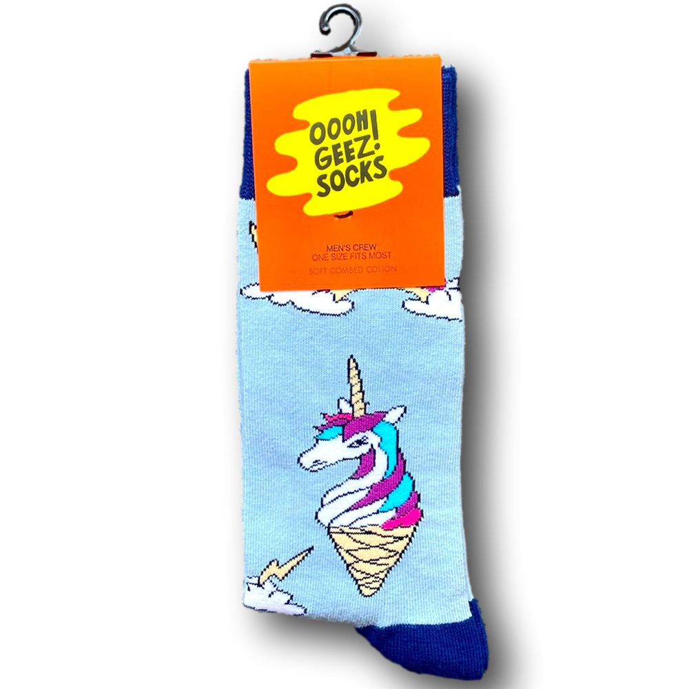 3/$18 Unicorn Ice Cream Cone Funny Novelty Crew Socks - NWT